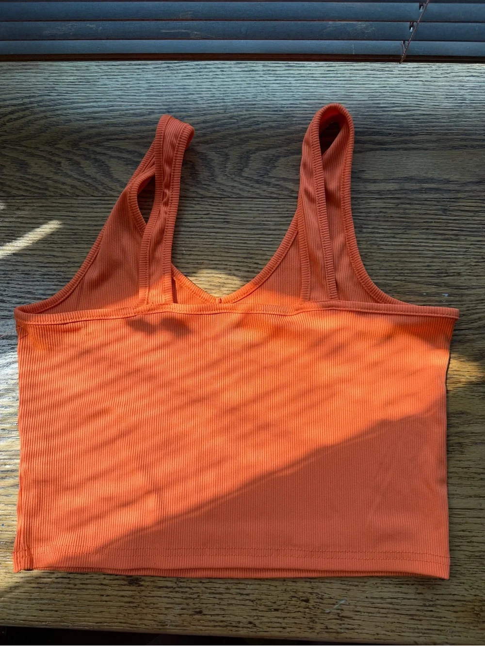 SHEIN Bright Orange Ribbed Crop Tank